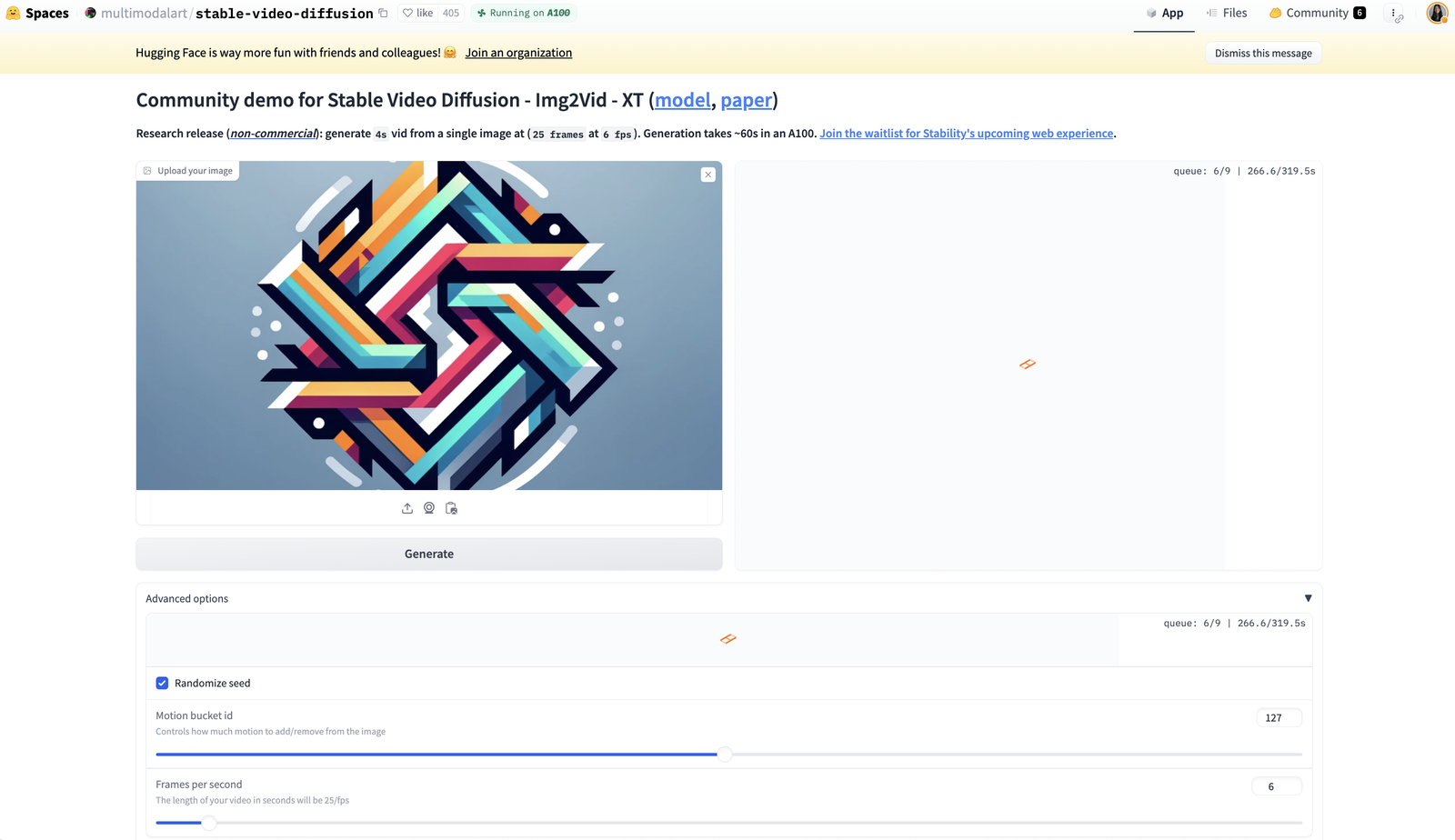 stable video diffusion image to video ai generator hugging face demo